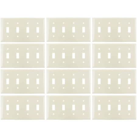 Sunlite 4-Gang Toggle Switch Plate Plastic, Matching Screws Included, UL Listed, Ivory, 12 Count, 12PK 40890-NS